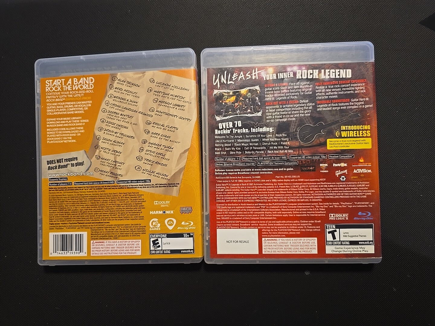 Guitar Hero 3 Legends of Rock/ Rock Band Country Track Pack PS3 Bundle Tested &