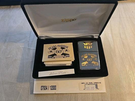 Zippo Lighter 60th Anniversary PEARL HARBOR SILVER PLATED #07834/12000