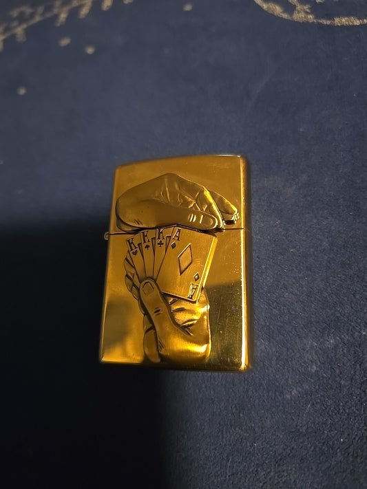 Zippo 2003 Solid Brass Lighter Barrett Smythe Full House