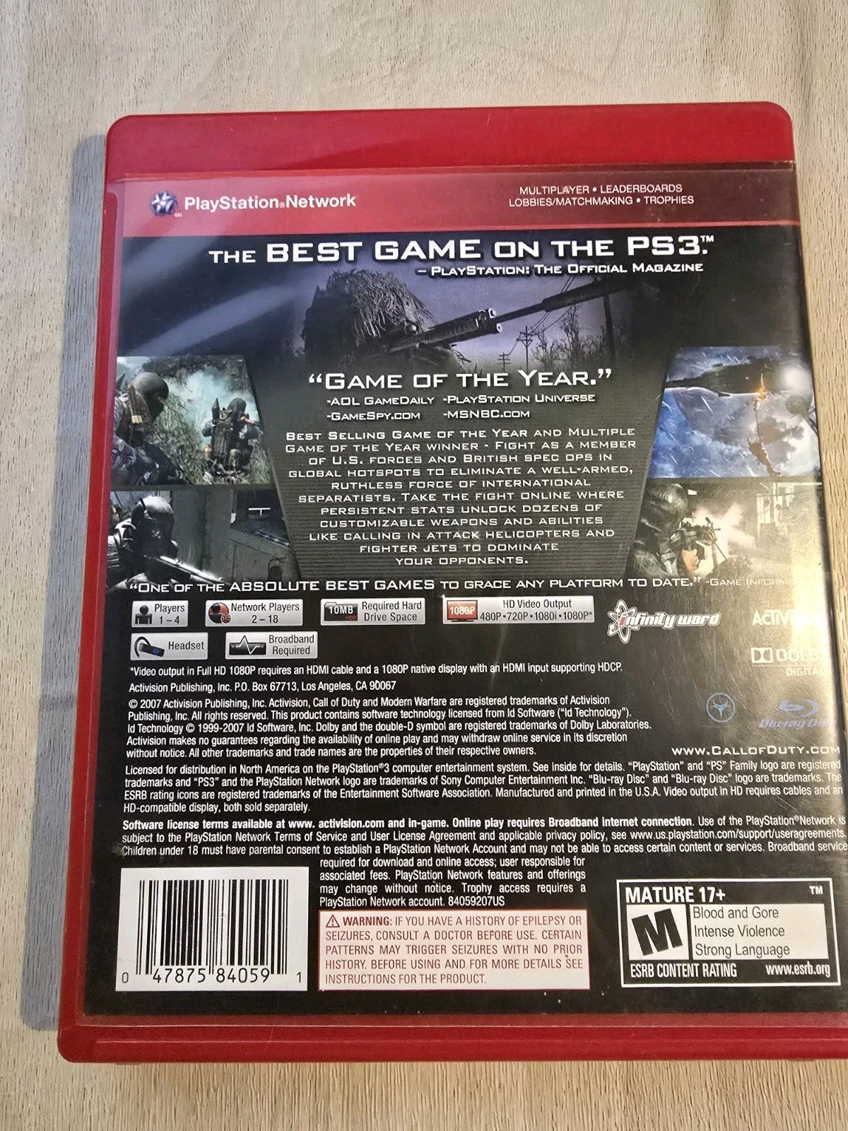Call of Duty 4: Modern Warfare Greatest Hits PS3 Tested & Works