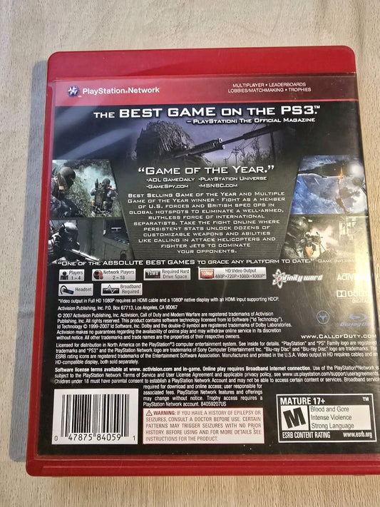 Call of Duty 4: Modern Warfare Greatest Hits PS3 Tested & Works