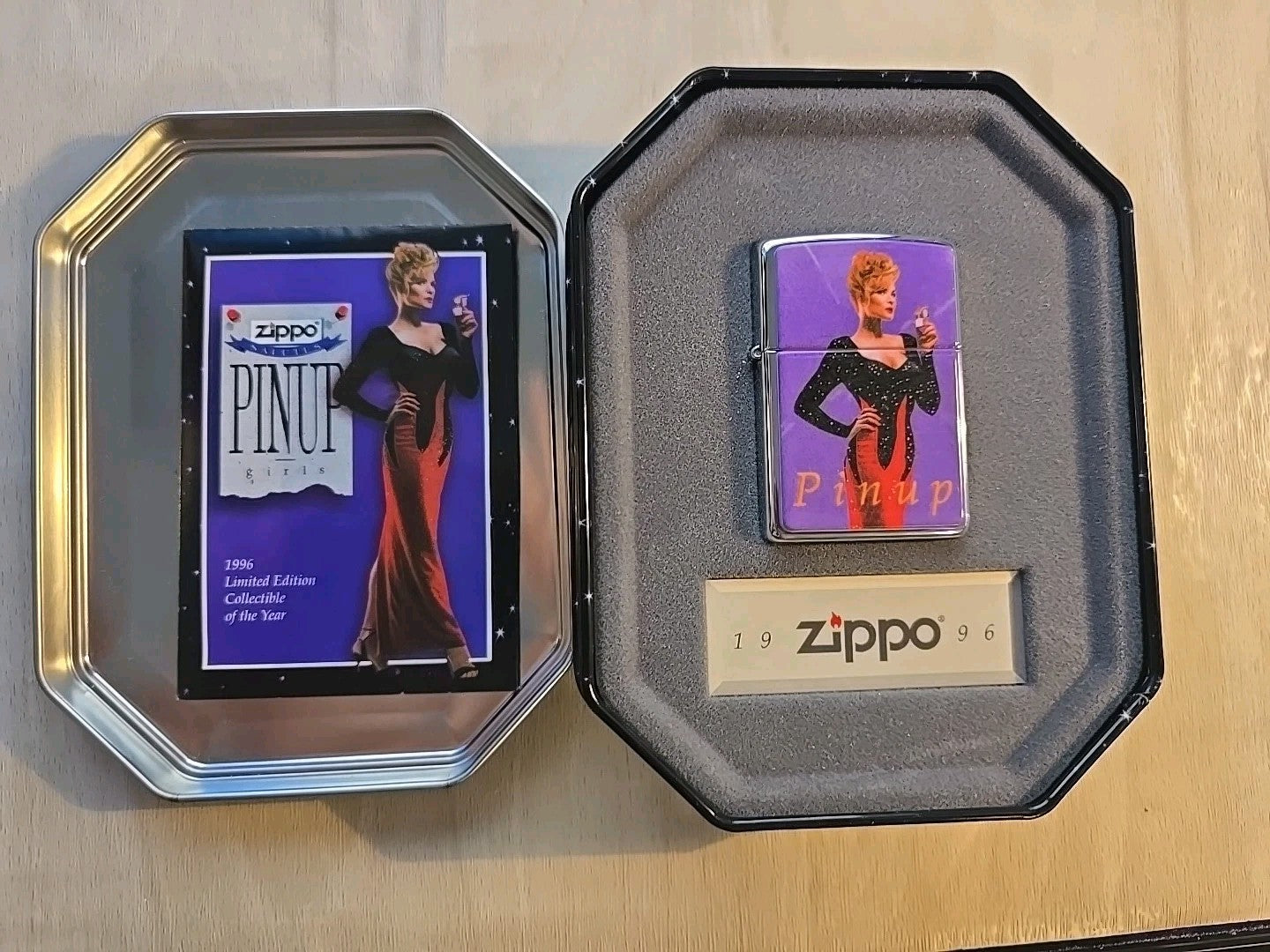 1996 Zippo Lighter Pinup Of The Year JOAN Zippo Salutes Pinup Girls NEW In Tin