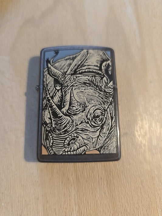 1993 Vintage Zippo Lighter Barrett Smythe RHINO Endangered Animals Rhino