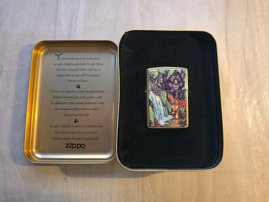 ZIPPO 1995 LIMITED EDITION LIGHTER - "JAGUAR AND CUB AT TURTLE FALLS"