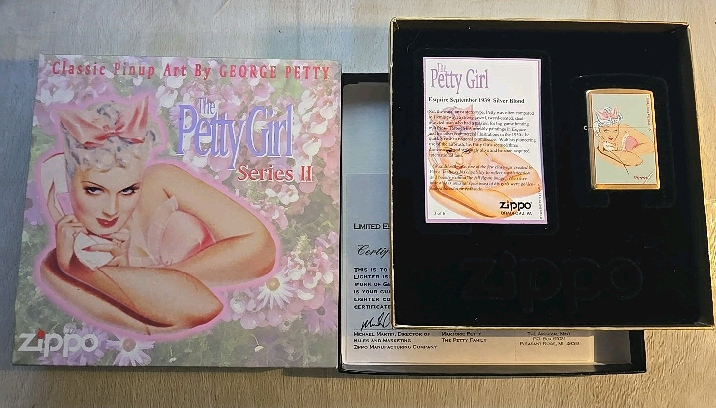 Limited Edition Vintage 1998 Petty PinUp Girl Silver Blonde Zippo Lighter NEW