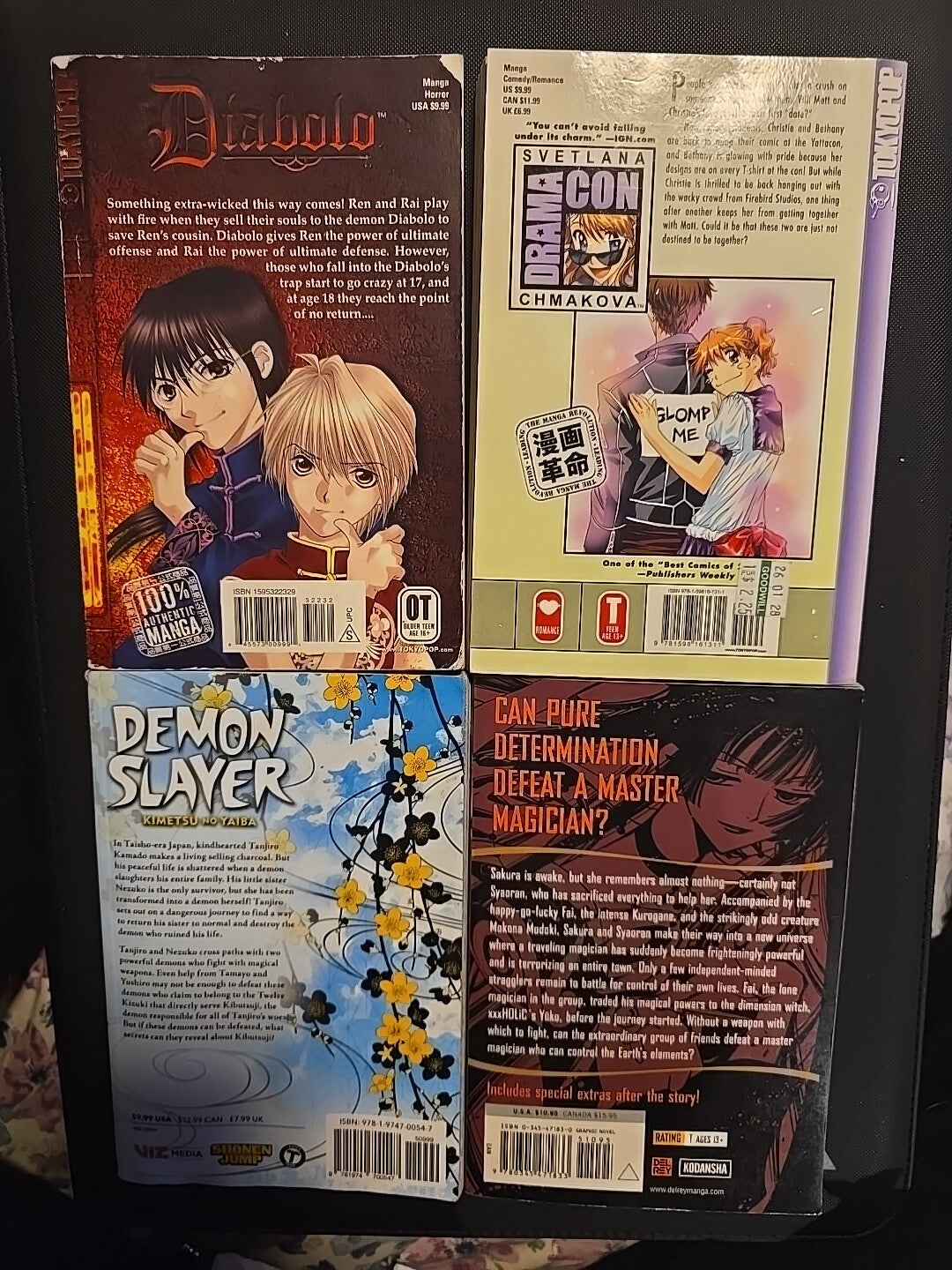 4 Manga Lot Diabolo 1, Demon Slayer 3, DramaCon 3, & Tsubasa 3