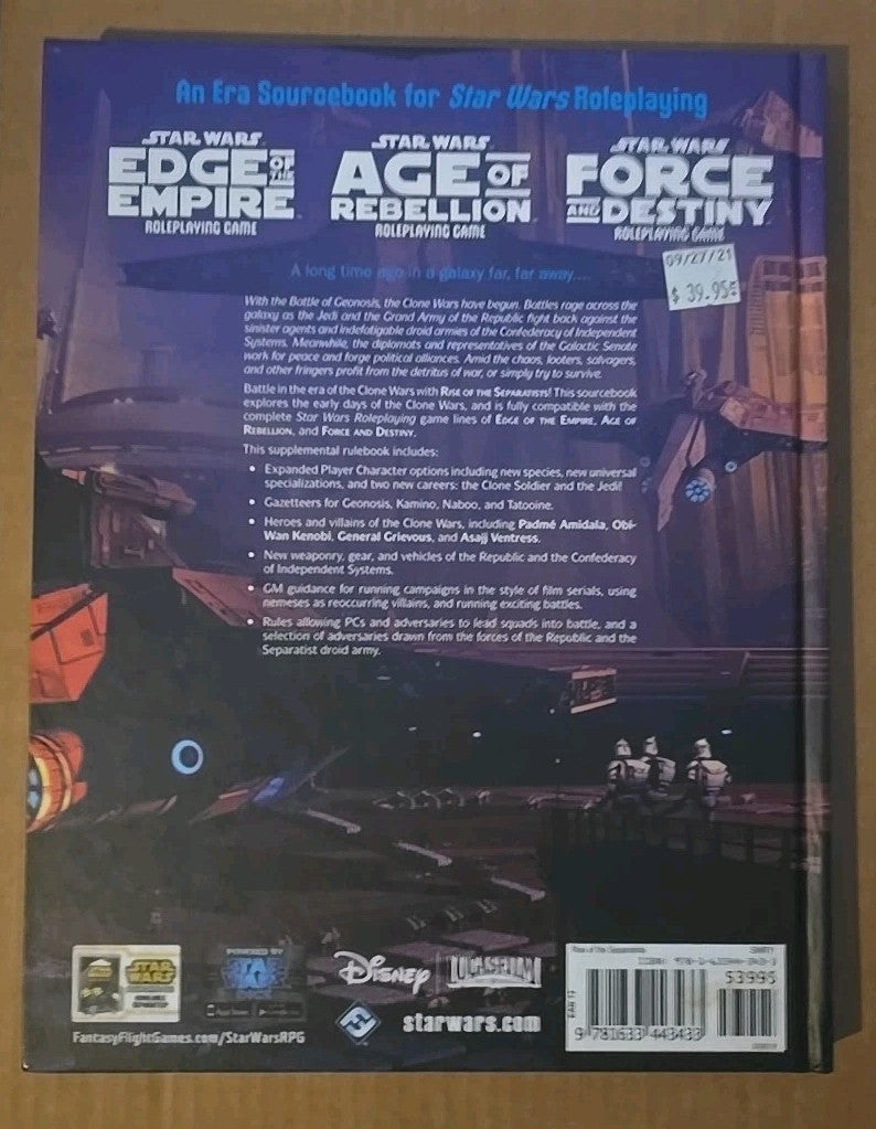 Fantasy Flight Games Star Wars RPG: Rise of The Separatists (Hardcover) Star
