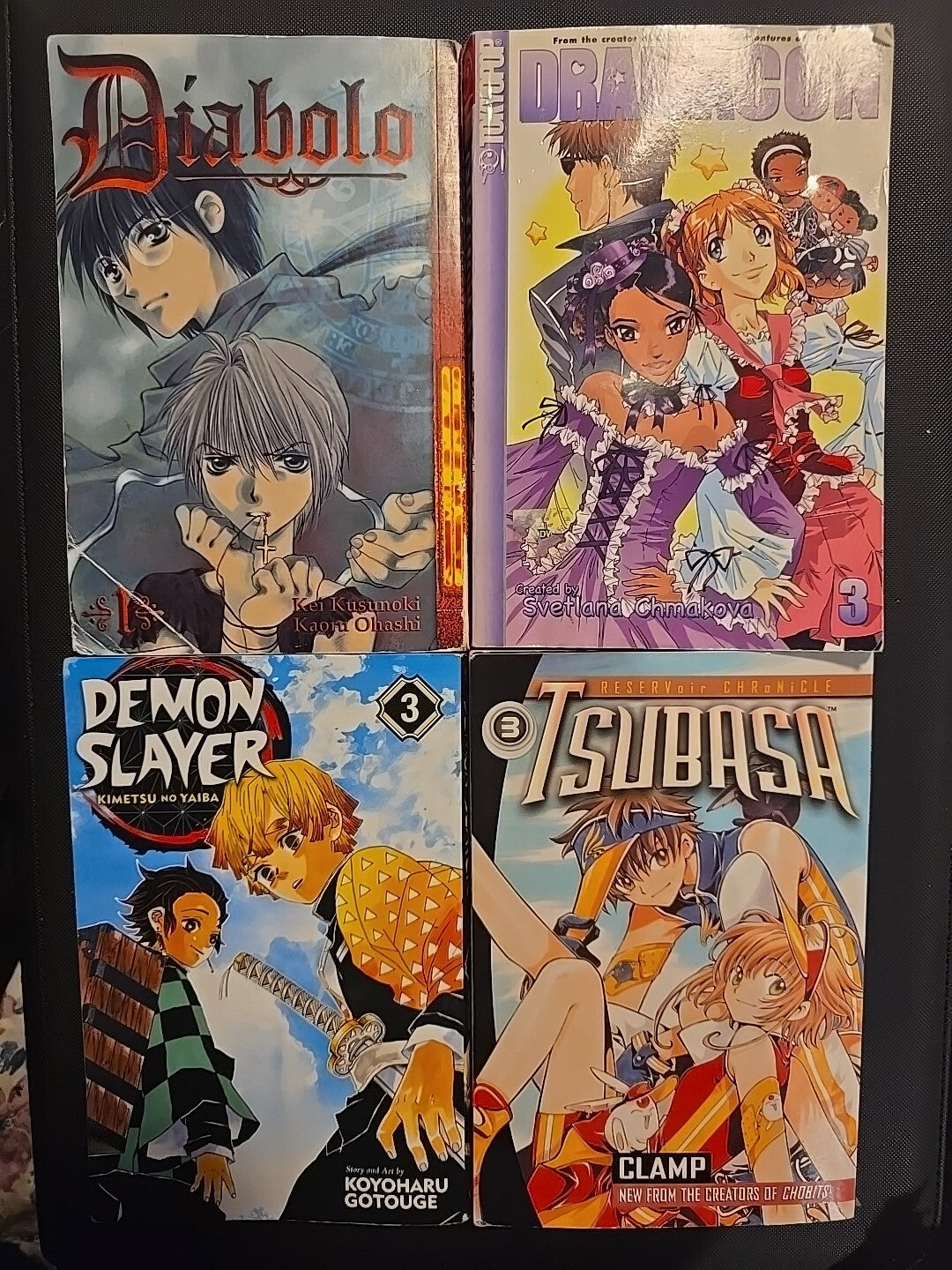 4 Manga Lot Diabolo 1, Demon Slayer 3, DramaCon 3, & Tsubasa 3