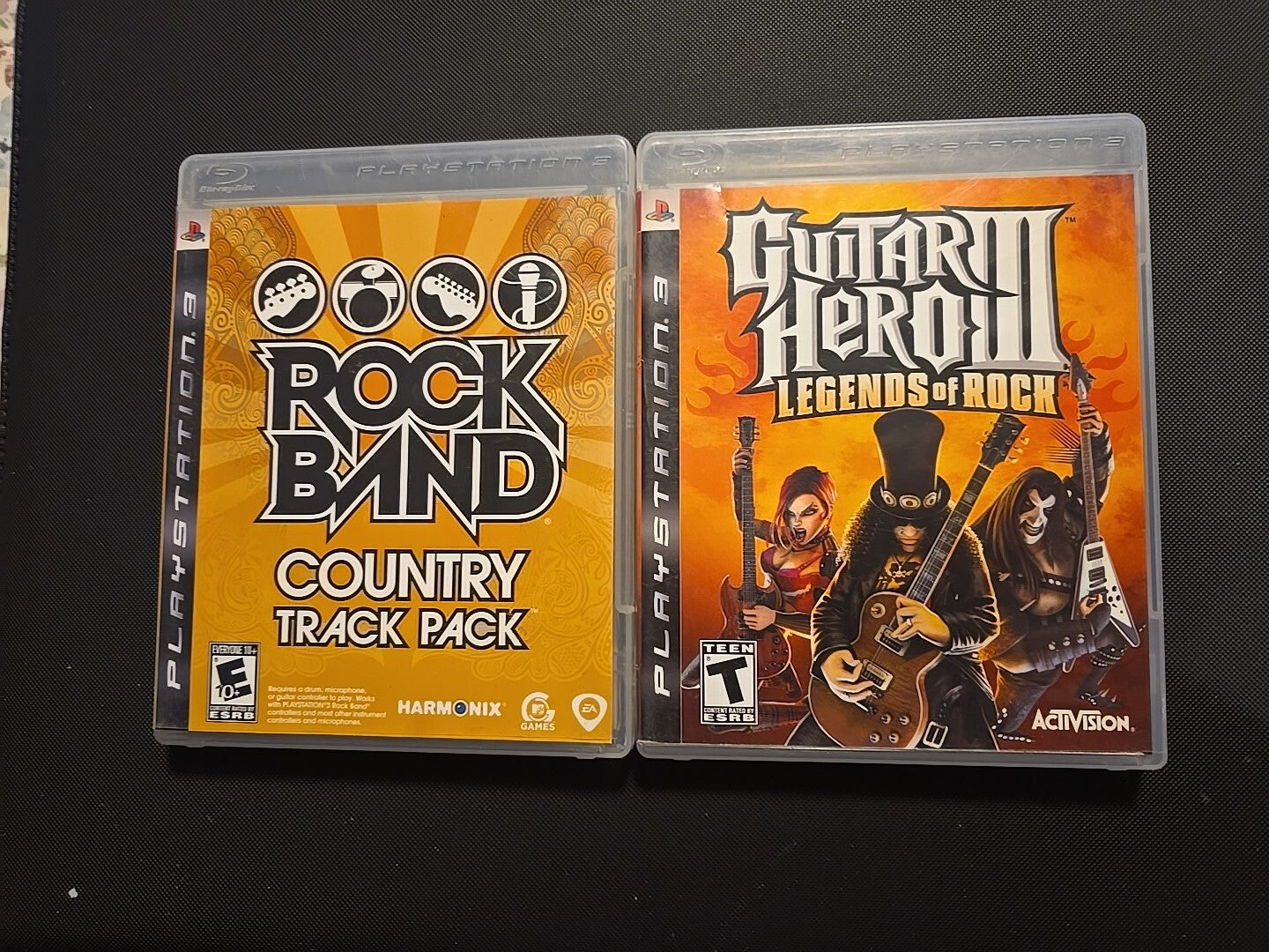 Guitar Hero 3 Legends of Rock/ Rock Band Country Track Pack PS3 Bundle Tested &