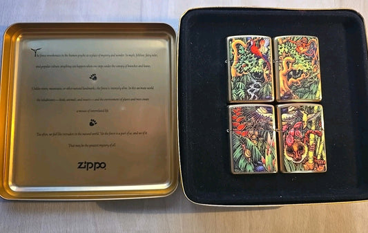 1995 ZIPPO Limited Edition SET OF 4 Mysteries Of The Forest Lighters NEW UNUSED