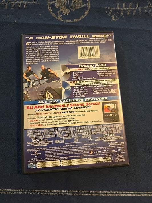 Fast Five (Blu-ray/DVD, 2011, 2-Disc Set, Rated/Unrated Includes Digital Copy...