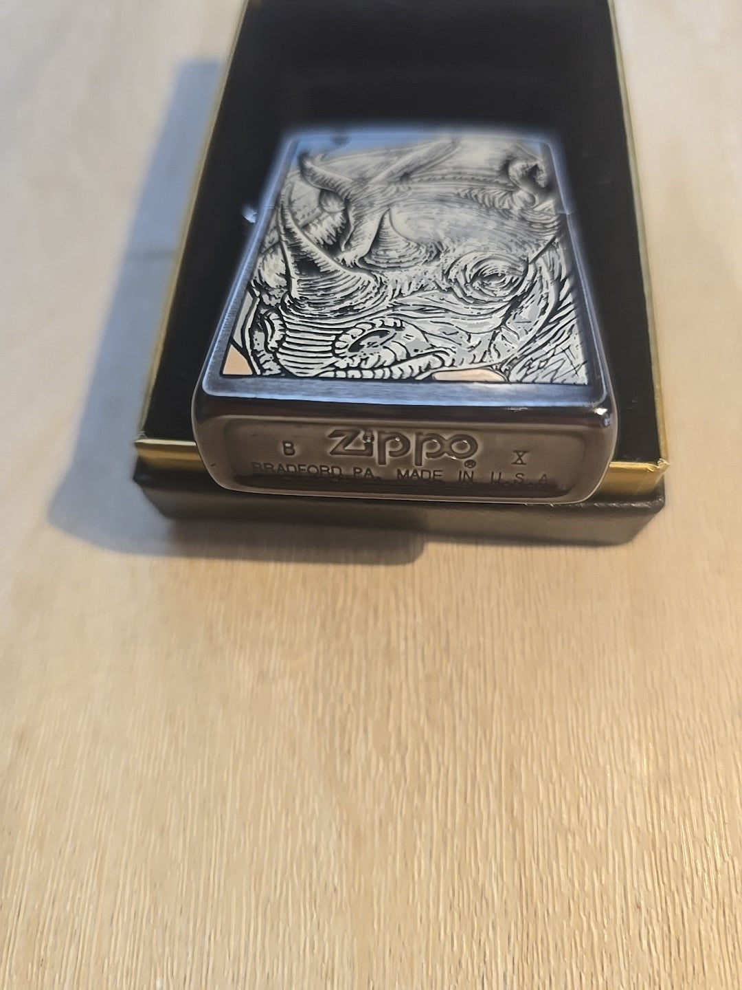 1993 Vintage Zippo Lighter Barrett Smythe RHINO Endangered Animals Rhino
