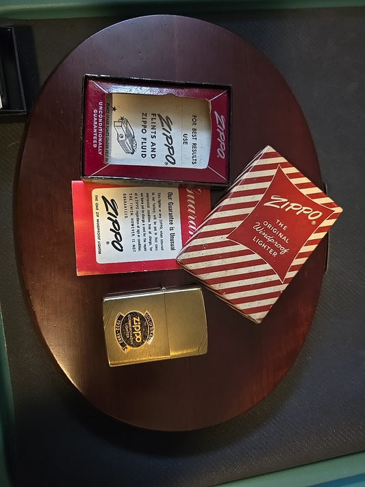 Solid Brass Commemorative Zippo 1932-1982 Vintage Never Lit W/ Vintage Box