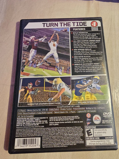 NCAA Football 07 PlayStation 2 Tested & Works
