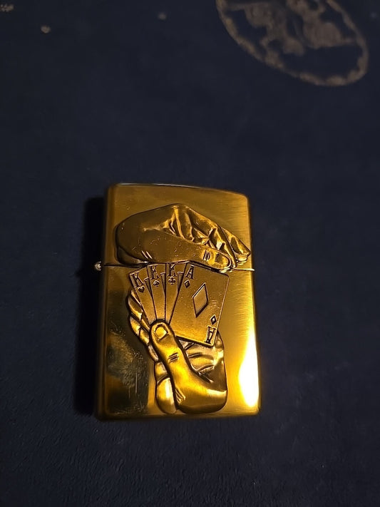 Zippo 2003 Solid Brass Lighter Barrett Smythe Full House