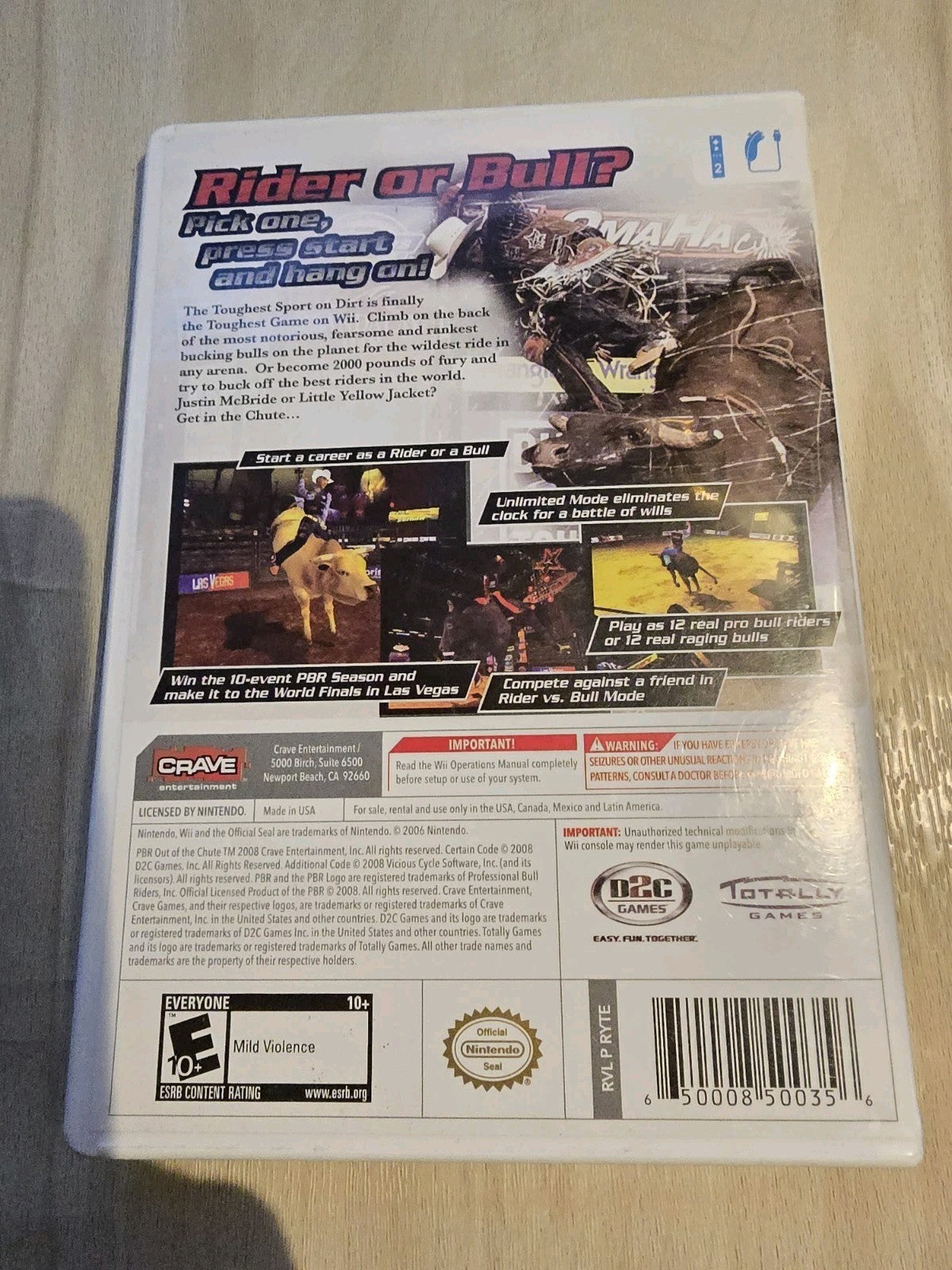 PBR: Out of the Chute Nintendo Wii Tested & Works