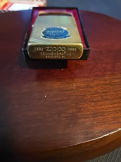 Solid Brass Commemorative Zippo 1932-1982 Vintage Never Lit W/ Vintage Box