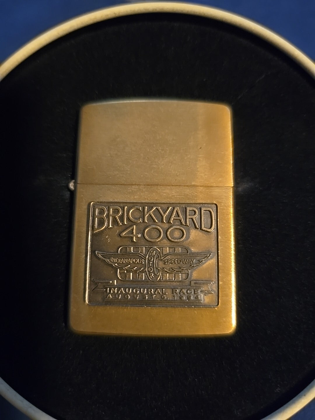 VINTAGE 1994 BRICKYARD 400 INAUGURAL RACE BRASS ZIPPO LIGHTER WITH TIN