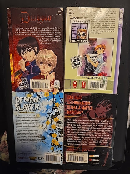 4 Manga Lot Diabolo 1, Demon Slayer 3, DramaCon 3, & Tsubasa 3