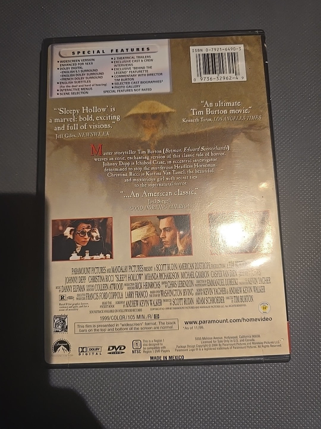 Sleepy Hollow (DVD, 1999)