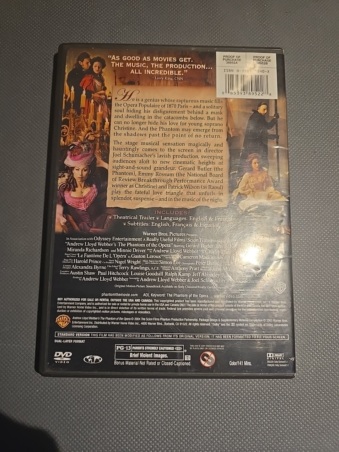Phantom of the Opera (DVD, 2004)