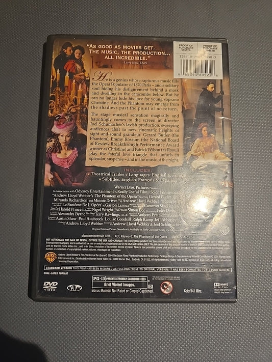 Phantom of the Opera (DVD, 2004)